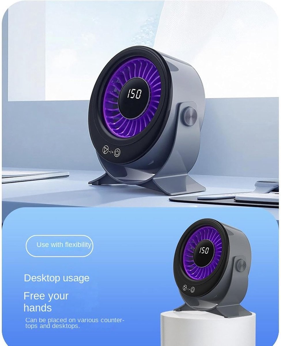 Airco - Mobiele airco - ventilator - fan - aircooler - airco zonder afvoerslang - airconditioning - 150 snelheden - voor slaapkamer, eetkamer, studentenkamer, computerbureau, studenten - zwart – foto 5