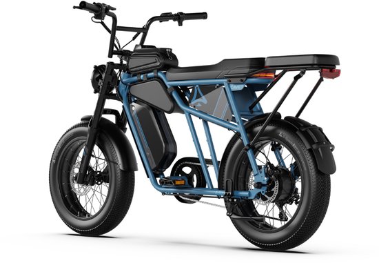 A-Spadz CAVET Air Plus - Elektrische Fatbike - Inclusief Achterzitje - Inclusief Tasjes - Inclusief Voetsteuntjes - 20 Inch - 250W Motor - 7 Versnellingen - 100 km Actieradius - Hydraulische Schijfremmen - Blauw — afbeelding 3