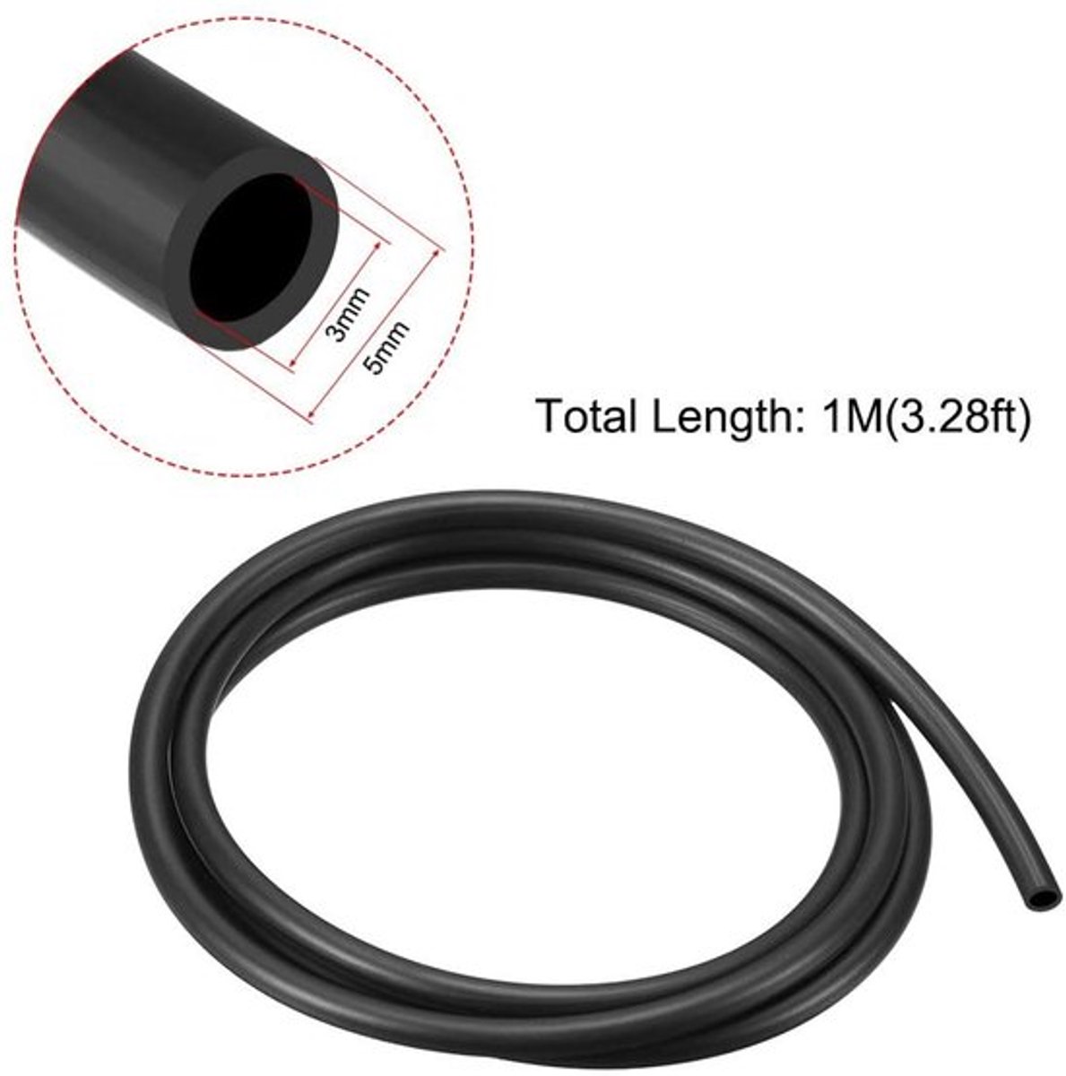Slangen voor smeerolie - 1 meter rubberwaterslang