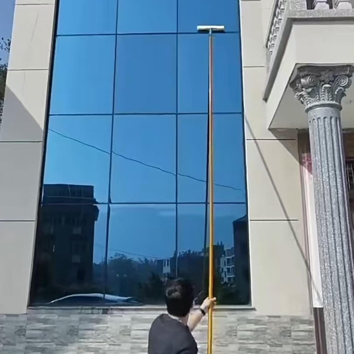 Raamwisser Lange Steel - Raamtrekker Uitschuifbaar - Hoge Ramen Schoonmaken - Modulaire Opzetstukken - Tot 9.5 meter - Zilver