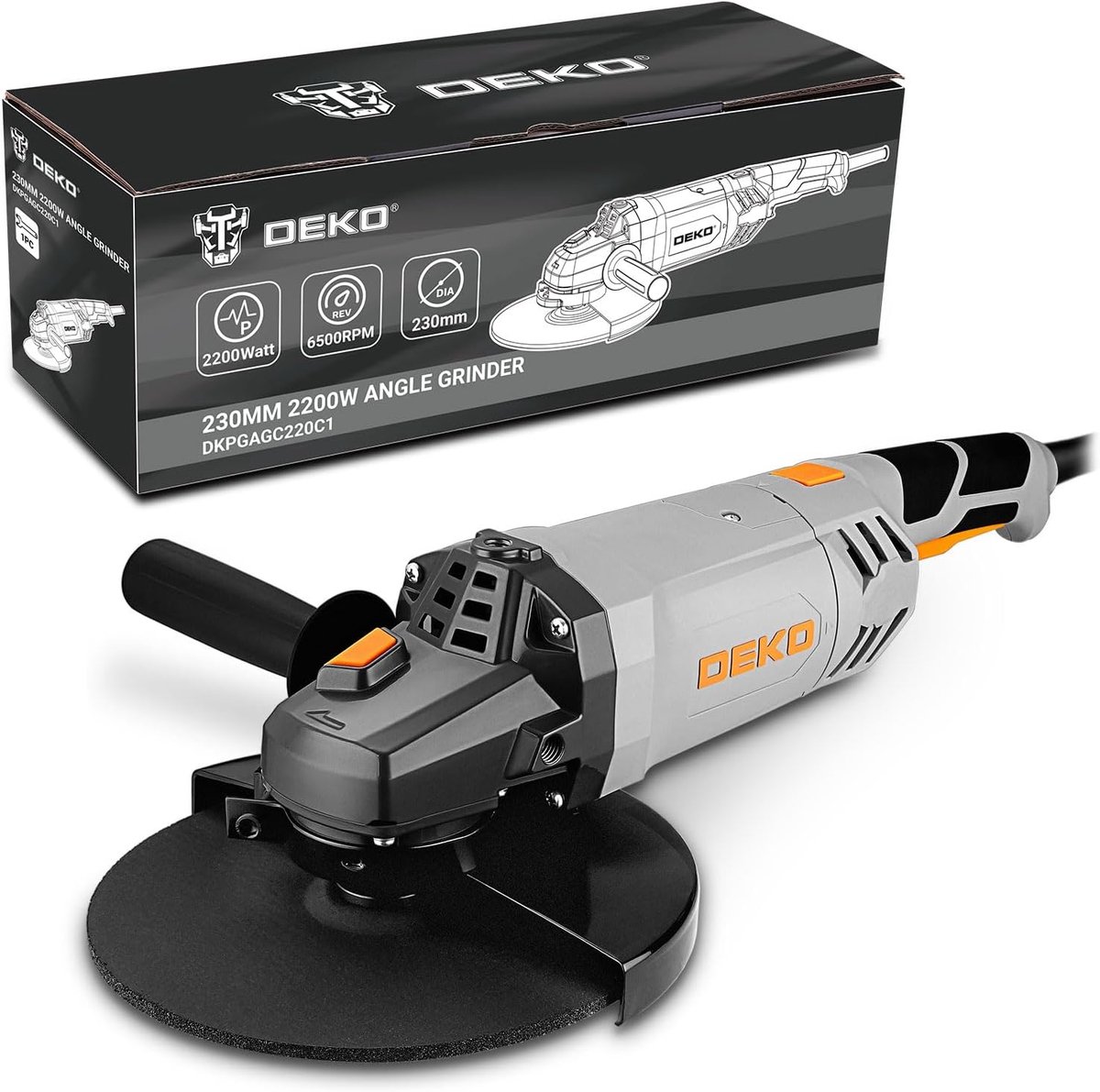 Haakse Slijper - Elektrische Slijper - Metaal Bewerken - Krachtige 2200 Watt Motor - 230 mm Schijf - Grijs