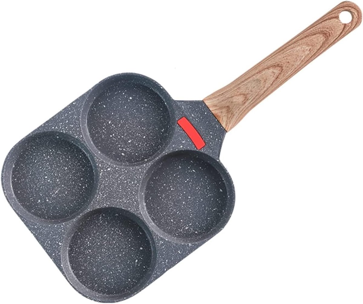 Pannenkoekenpan Met 4 Holtes - Eierpan Hamburgervorm - Ontbijt Maken - Antiaanbaklaag Zonder Klinknagels - Niet Gespecificeerd - Zwart