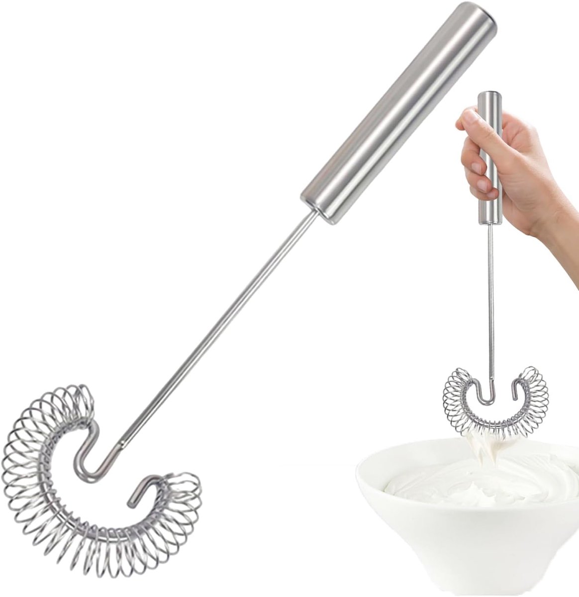 Eierklopper Handmatig - Keukenmixer Garde - Sauzen Mengen - Geoptimaliseerd Spiraalontwerp - 27 cm - Zilverkleurig