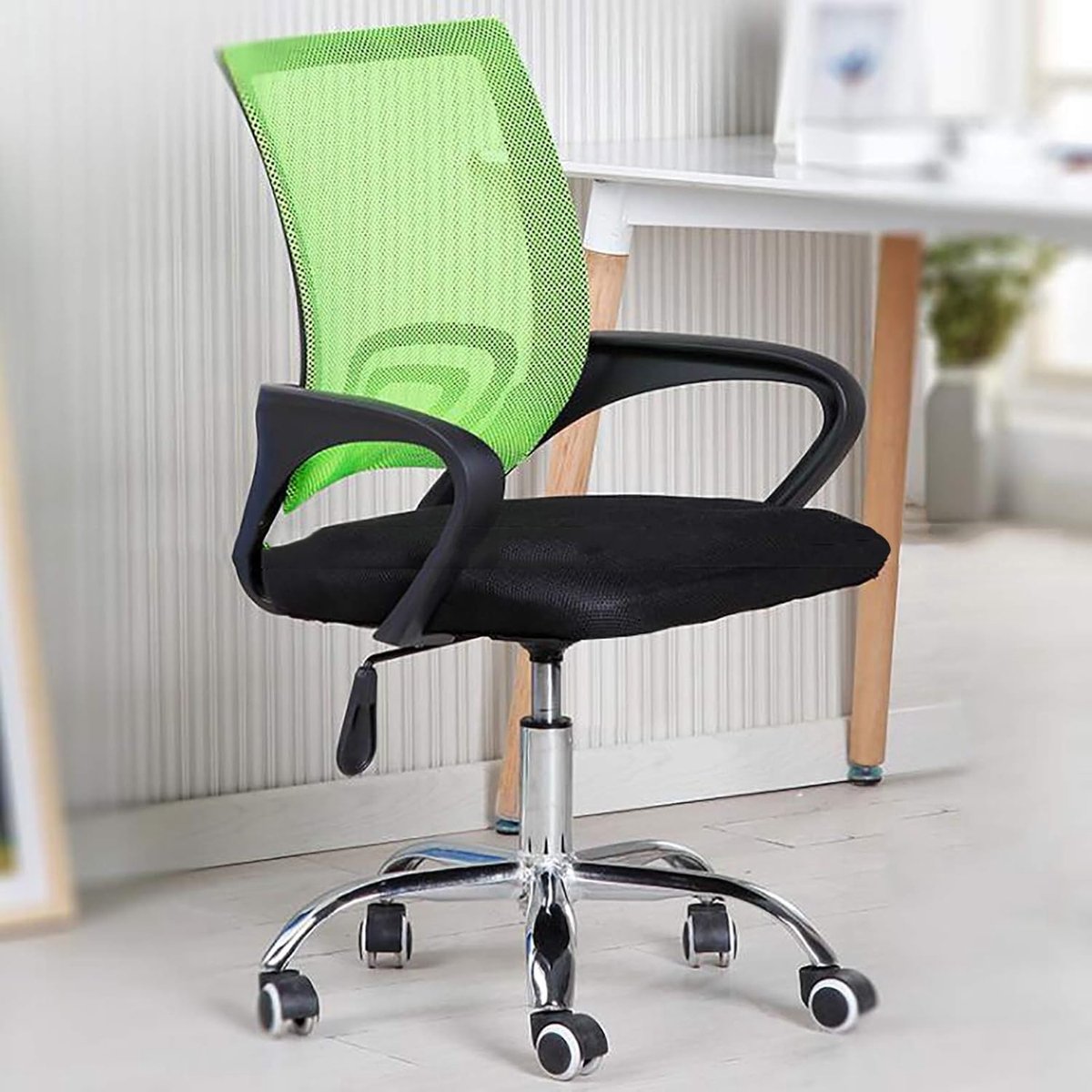 Bureaustoel - Werkstoel Ergonomisch - Comfortabel Zitten - Mesh Rugleuning - Verstelbare Hoogte - Geel