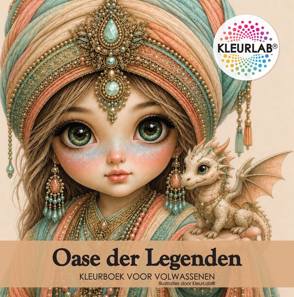 KleurLab® - Oase der Legenden - Kleurboek voor Volwassenen - Fantasy & Dieren - 60 Kleurplaten - 21x21 cm - Enkelzijdig bedrukt