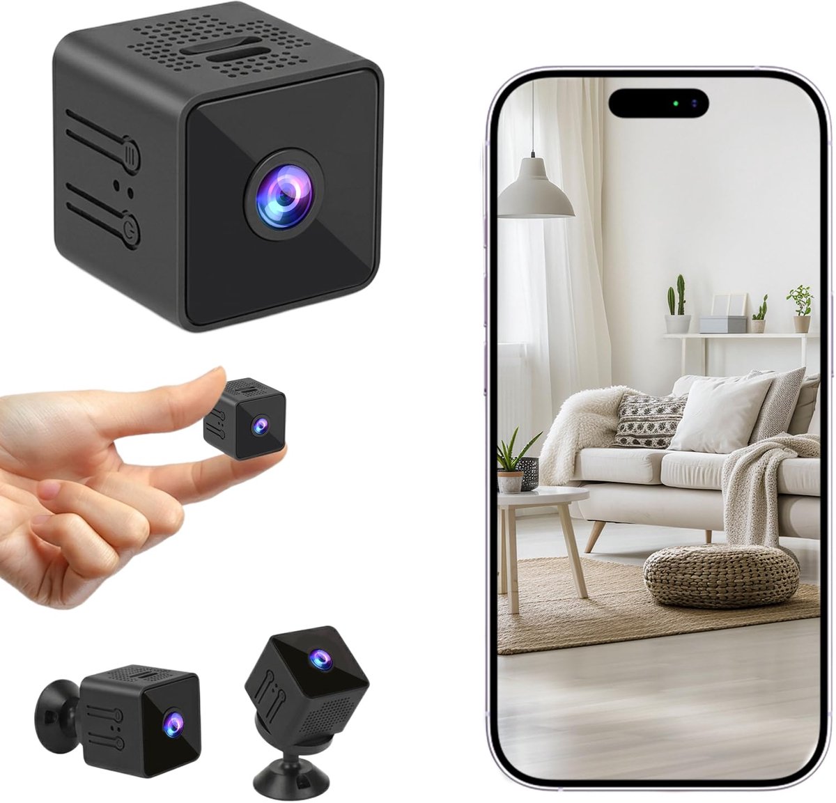 SnelShoppen - Wifi-bewakingscamera voor binnen - 1080p HD, live streaming, mobiele app, bewegingssensor, veilige thuisbewaking, ideaal voor kinderen e