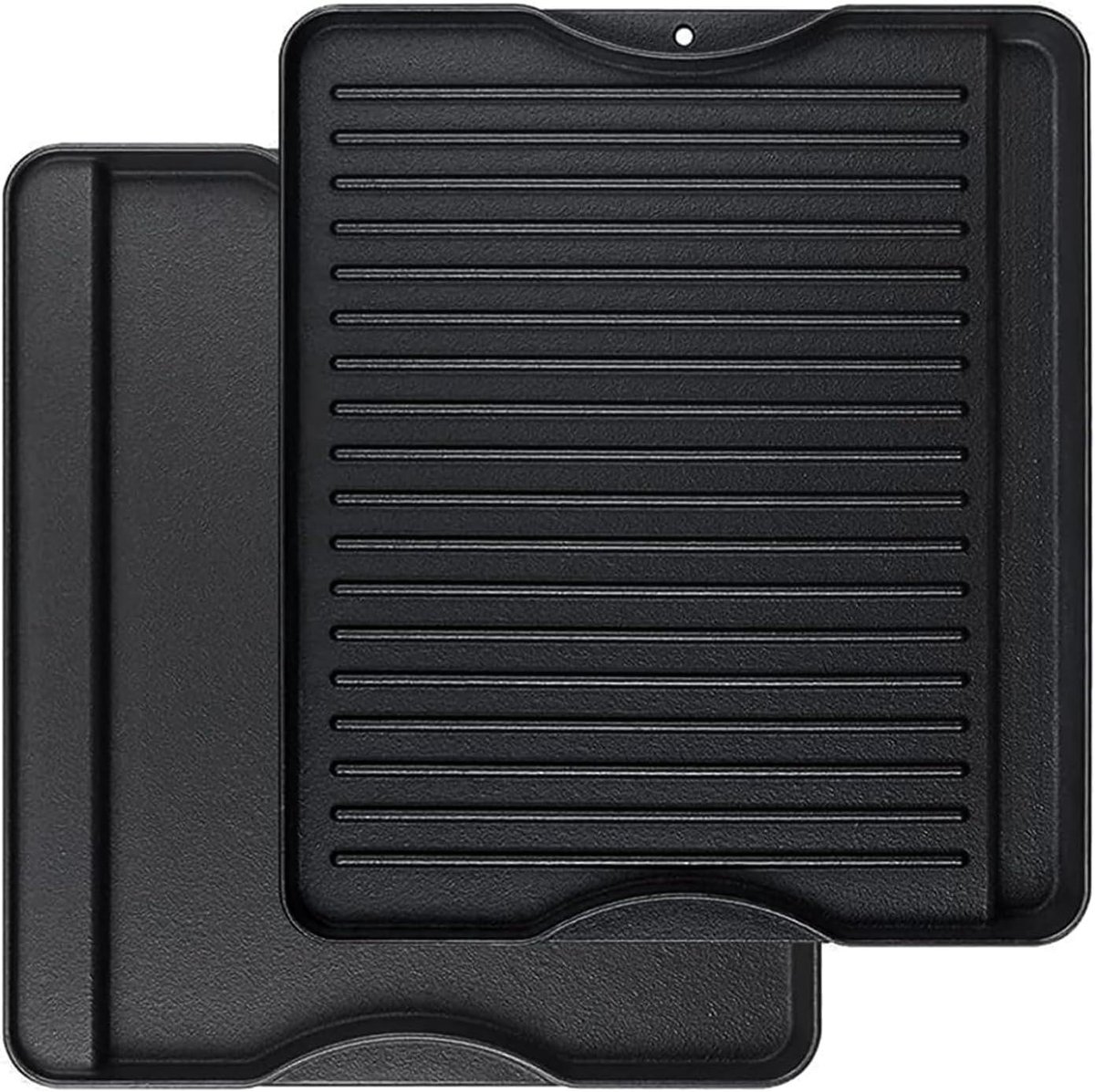 Gietijzeren Bakplaat - Omkeerbare Grill - Buiten Koken - Dubbelzijdig Gebruik - 34 x 40 cm - Zwart