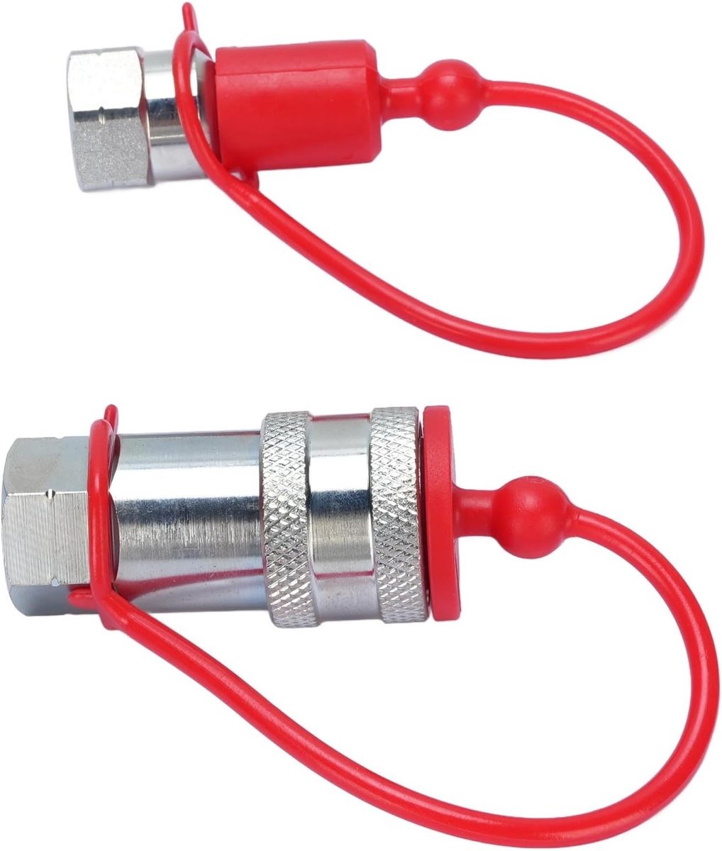 Hydraulische snelkoppeling set van 2 stuks, 1/4 inch NPT draad, efficiënte verbinding met stofkappen voor diverse toepassingen