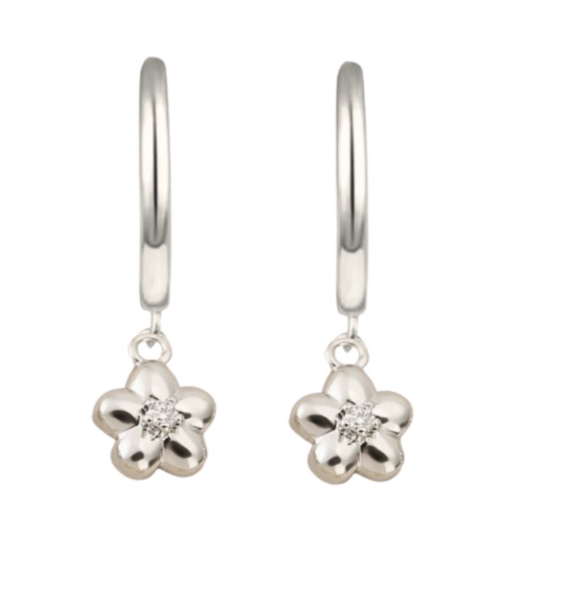 Oorringen -Zilverplating -Bloem Zirkonia- Charme Bijoux