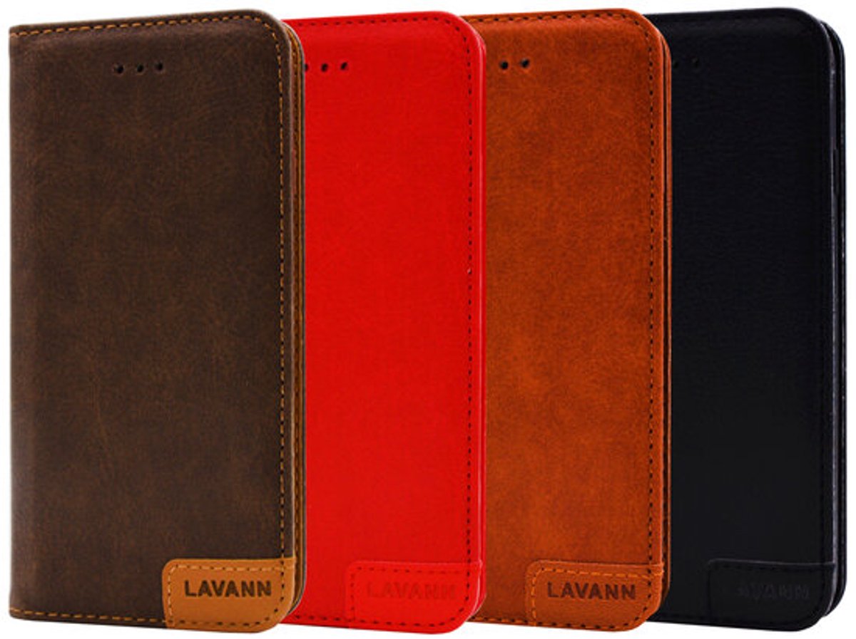 Lavann Leather Bookcase geschikt voor Galaxy S22 Ultra - Rood