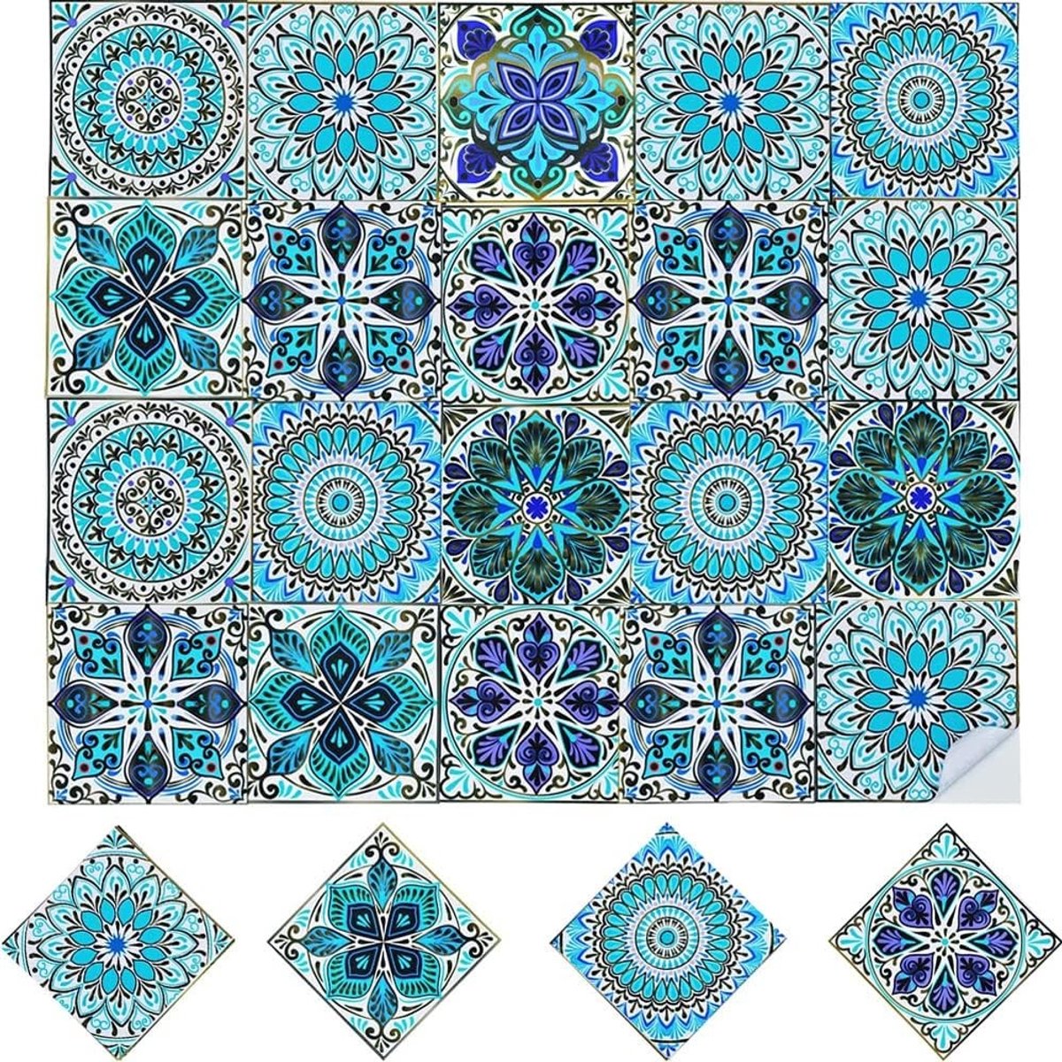 Kleurrijke Tegel Stickers Set van 20 Stuks, DIY Marokkaanse Mosaïektegels voor Keuken en Badkamer, Zelfklevende Decoratie voor Meubels en Muren, Makkelijk Schoon te Maken
