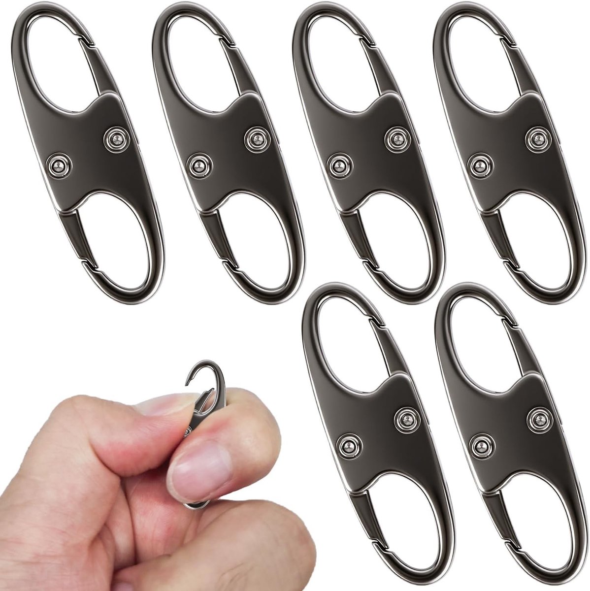 Set van 6 Ritsclips, Antidiefstal Ritsen voor Rugzakken, Kleine Ritsen, Dubbel Openende Ritsen en S Haakjes, Ideaal voor Kamperen, Reizen en Buitenactiviteiten