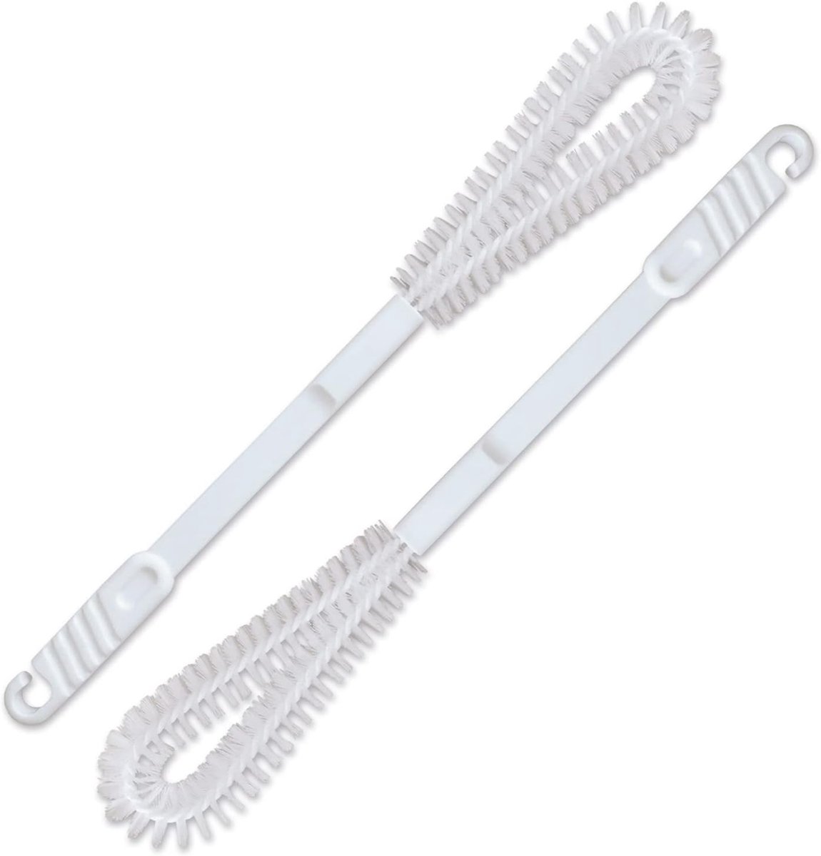 SnelShoppen - Set van 2 flexibele urinoirborstels voor urinoirreiniging, wc-reiniging, smalle toiletborstel met nylon borstelharen in wit, Geschikt vo