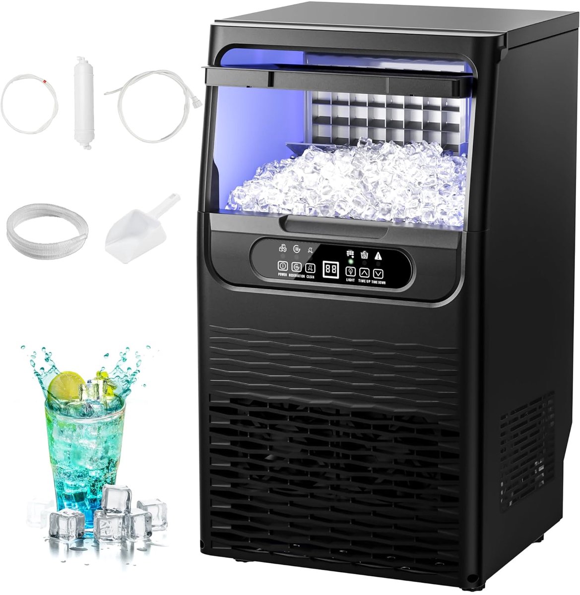 IJsblokjesmachine snel ijs maken + elektrische ijsmaker + grote capaciteit + automatisch ijs produceren + 32 kg productie per dag