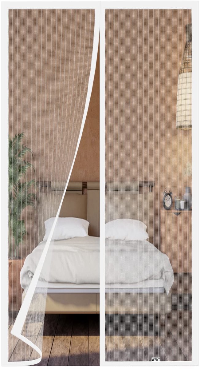 SnelShoppen - Magnetisch Vliegengaas Balkondeur 130 x 220 cm - Ideaal voor Terrasdeur, Kelderdeur, Wit, Zonder Boren - Verschillende Maten Beschikbaar