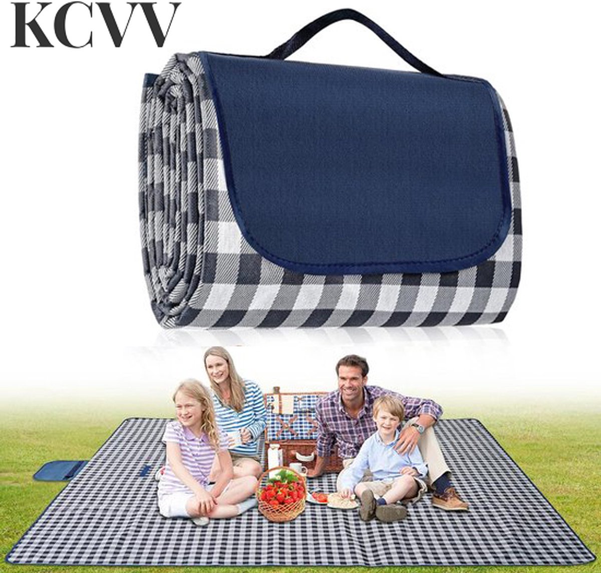 Picknickkleed 200x200cm waterdicht-picknickkleed 200x200-Waterdichte picknickdeken - Extra grote picknickmat - Wasbare, opvouwbare campingdeken voor op het strand - Outdoor kampeeraccessoires - Donkerblauw - 200 x 200 cm
