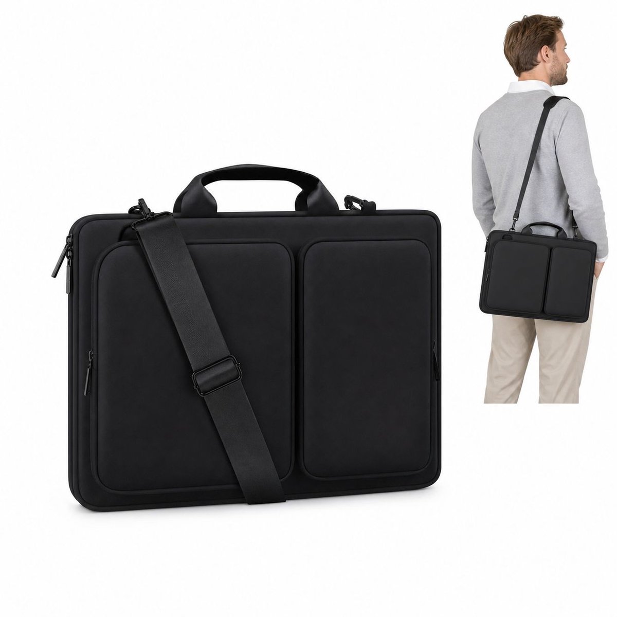 VHV - Laptoptas 14 Inch - Schokbestendige Zakelijke Tas met Gevoerd Laptopvak - Zwart voor Werk en Zakenreizen