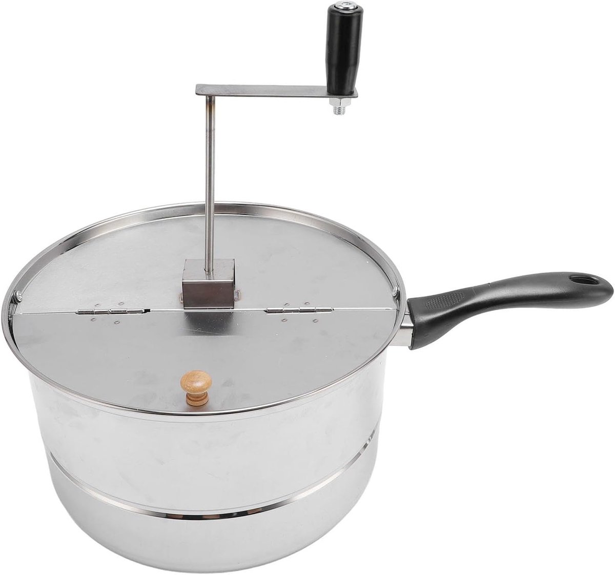 SnelShoppen - Stovetop Popcorn Popper Roestvrijstalen Popcornmaker met Handcrank 11x6.5inch - Handmatige Popcornpot voor Gasfornuis en Inductiekoker,