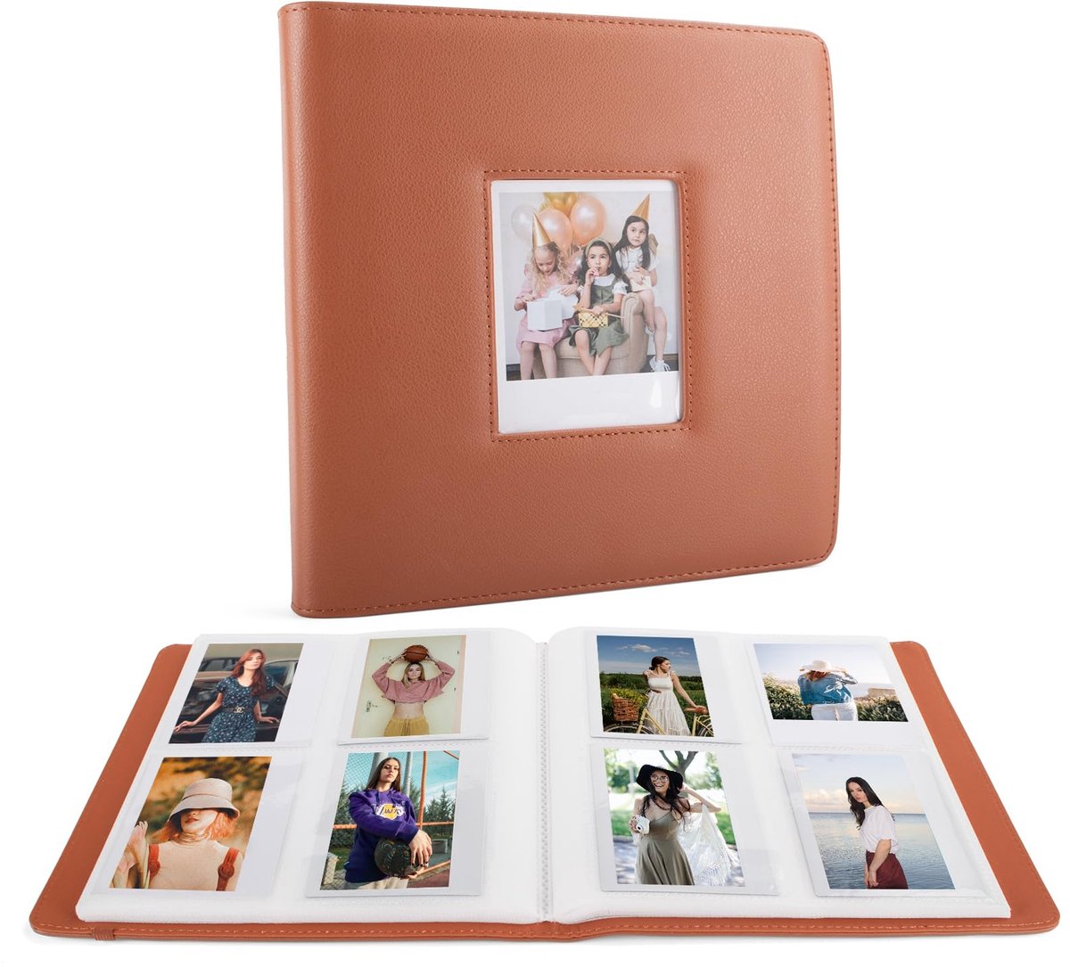 SnelShoppen - Fotoalbum voor Instax WIDE 400/WIDE EVO - 288 Zakken - PU Lederen Album - Polaroid/WIDE 300/WIDE 210 - Bruin - 10,25 x 3,4 cm - Souvenir