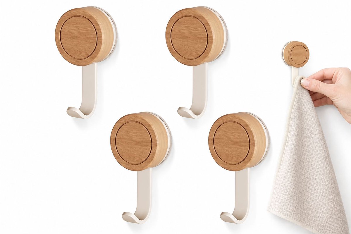 VHV - Zuignaphaken Set van 4 - Herbruikbare Wandhaken zonder Boren - Wit voor Badkamer, Keuken, Glas en Tegels