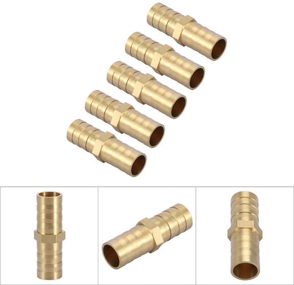 Slangverbinder 12mm Messing - Rechte 2-weg Koppeling - Pijpverbinder - Prikkeldraad - Kwaliteitsproduct - Industriële Toepassing