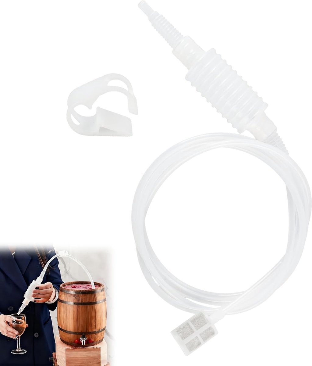 Herbruikbare Siliconen Siphon Slang van 2m voor Wijn en Bier, Inclusief Pompfilter en Bevestigingsklem voor Thuisbrouwerij en Vloeistofoverdracht