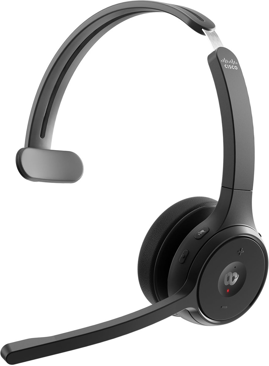SnelShoppen - Draadloze On-Ear Bluetooth Hoofdtelefoon met Webex-knop, USB-A HD Adapter, Zachte Hoes, Koolstofzwart - Ideaal voor Thuiswerken en Onlin