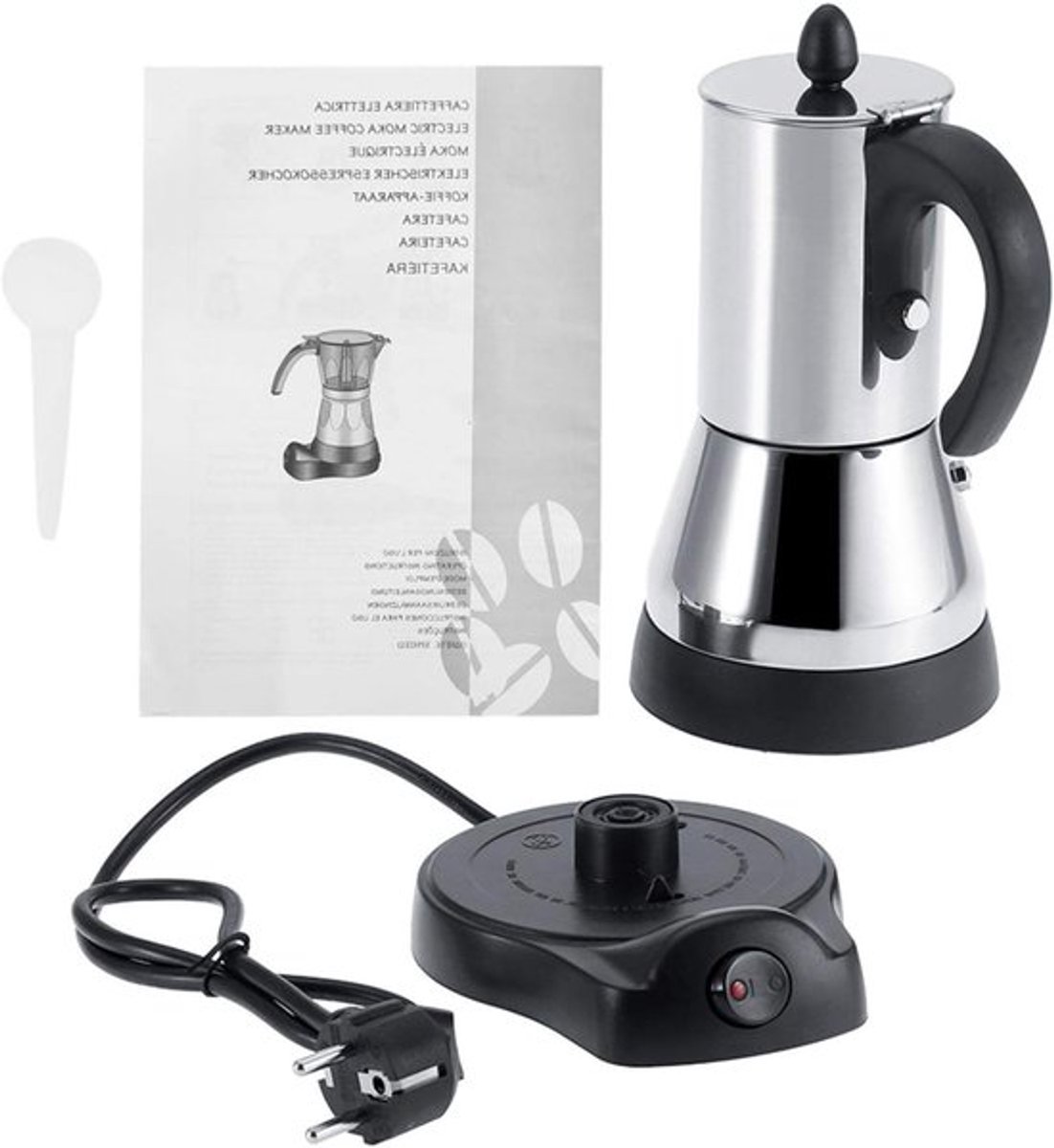 Stijlvolle elektrische espresso maker voor koffie en mocha - 200/300ml roestvrij staal, EU plug 220V