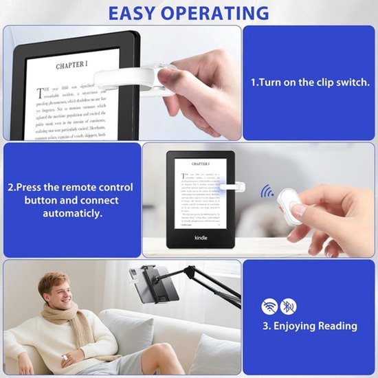 Witte Page Turner Afstandsbediening Voor E-readers Met Cameratrigger, Draadloos Accessoire Compatibel Met Diverse E-readers En Tablets — afbeelding 4