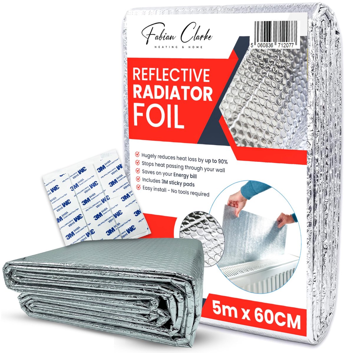 SnelShoppen - Radiator-reflectorrol 5 m x 60 cm - Warmtereflecterende folie en isolatiefolie voor radiatoren - Efficiënte warmte-isolatie achter radia