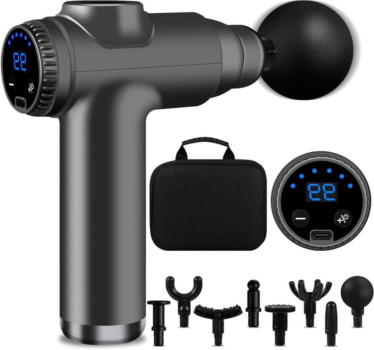 Mini Massage Gun - Spierontspannner Apparaat - Spierherstel Bevorderen - 99 Snelheden LCD - 10 x 5 x 10 cm
