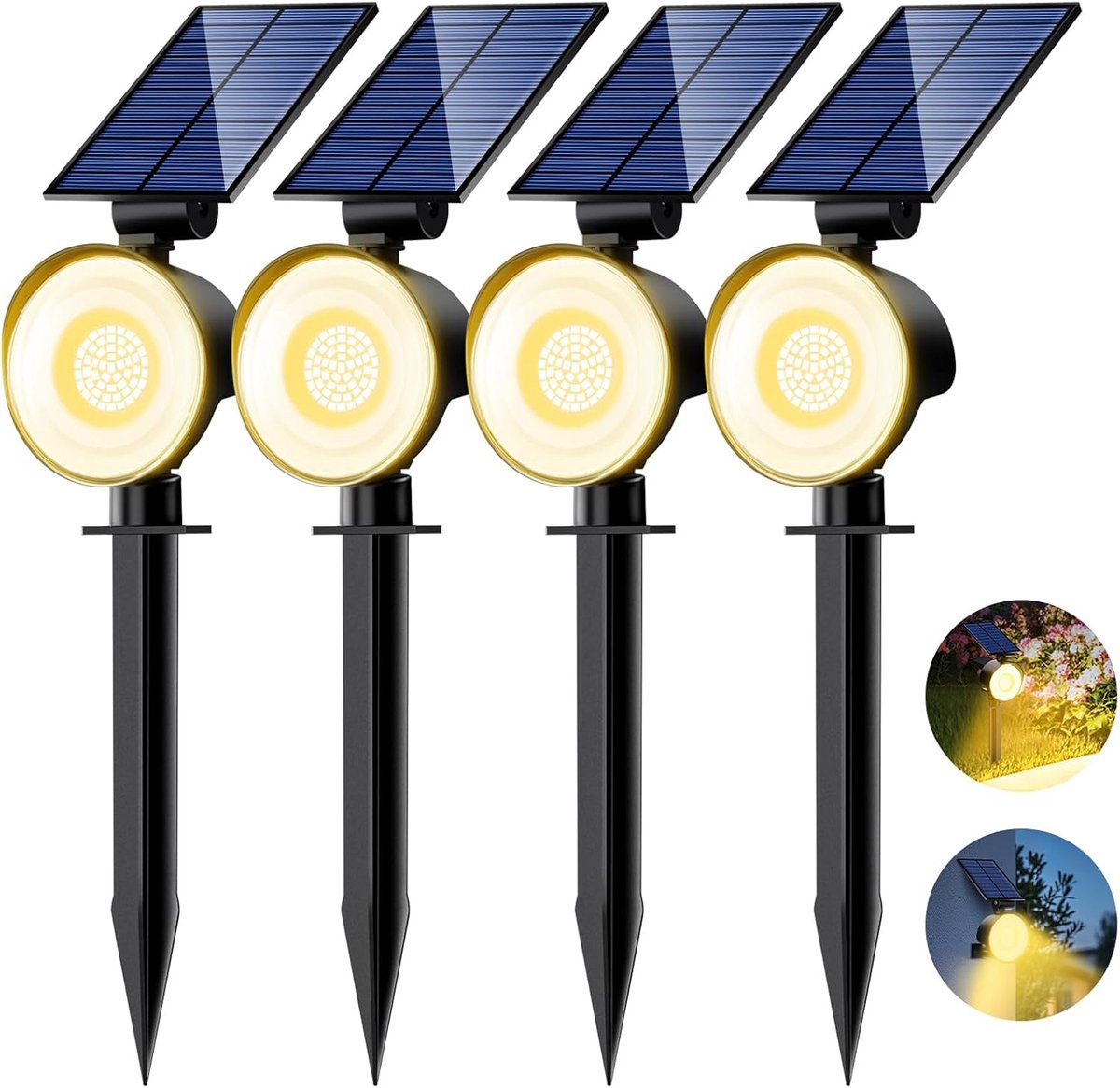 Nipify Set of 4 Solar Lights Outdoor Garden Light 53 LED/3 Modes Waterproof Adjustable Outdoor Solar Light for Tree - ShopVlot