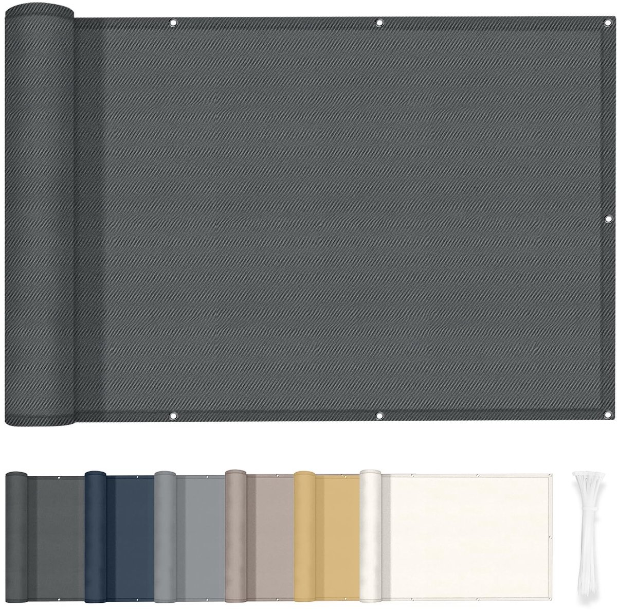 SnelShoppen - Balkon Scherm 90x400 cm, Waterdicht en Windbestendig, UV-Werend Privacy Scherm voor Balkon en Terras, Antraciet, Inclusief Kabelbinders
