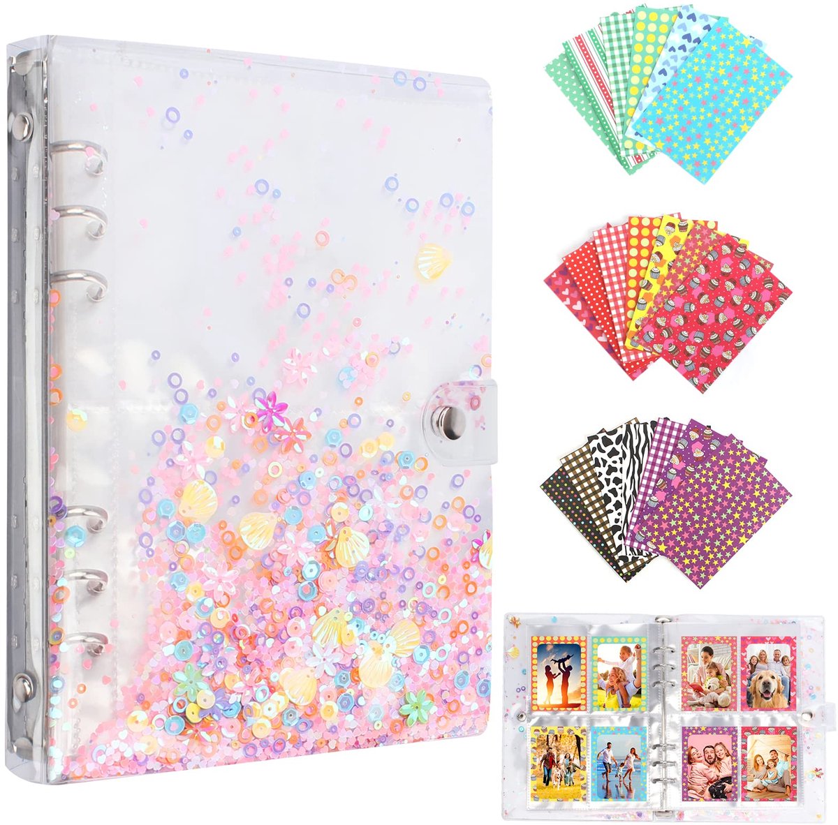 SnelShoppen - Mini Fotoalbum met 200 Vakken, Geschikt voor Fujifilm Instax Mini, Polaroid Snap, PIC-300, Compact Fotoalbum met 20 Kleurrijke Mini-Film
