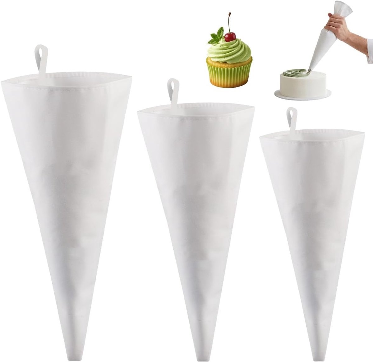 Professionele Herbruikbare Katoenen Spuitzakset van 12/14/16 inch voor Taarten, Gebak en Cupcakes, Ideaal voor Desserts en Bakken