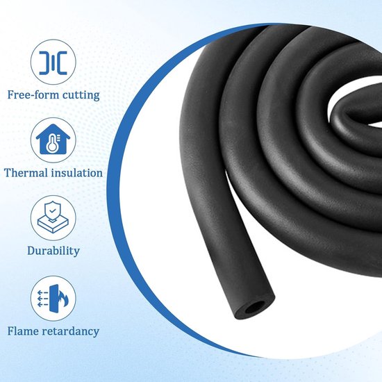 Ronde foam isolatie voor verwarmingsbuizen, 1,7 m lang, 16 mm diameter, geschikt voor waterleidingen en fitnessapparatuur, isolatie voor koper- en verwarmingsbuizen — afbeelding 4