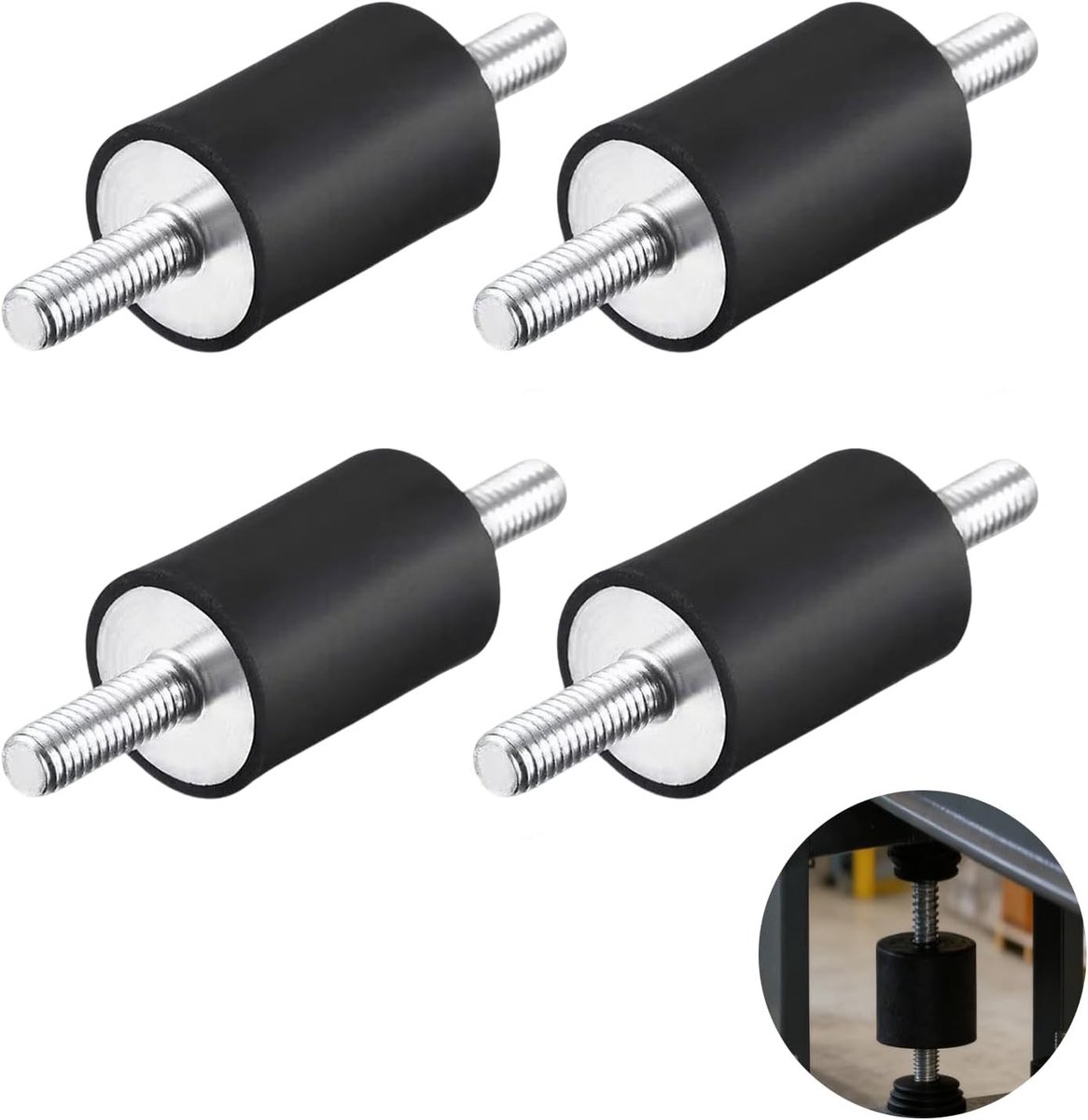 Set van 4 Rubber Steunen voor Schokdempers 20mm x 20mm, Universele Vibratie Isolatoren voor Fitnessapparatuur en Motoren