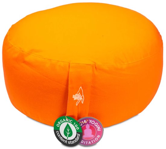 Meditatiekussen oranje bio katoen (33x17cm) van Yogi & Yogini — afbeelding 3