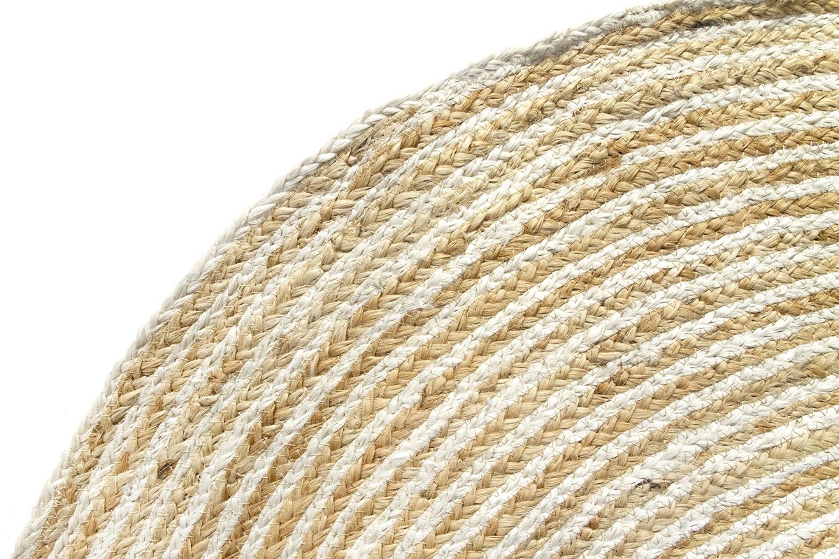 SnelShoppen - Rond jute tapijt, handgeweven, 100% natuurlijke jutevezel, Bagdad stijl, 120 x 120 cm, perfect voor woonkamer, slaapkamer en hal