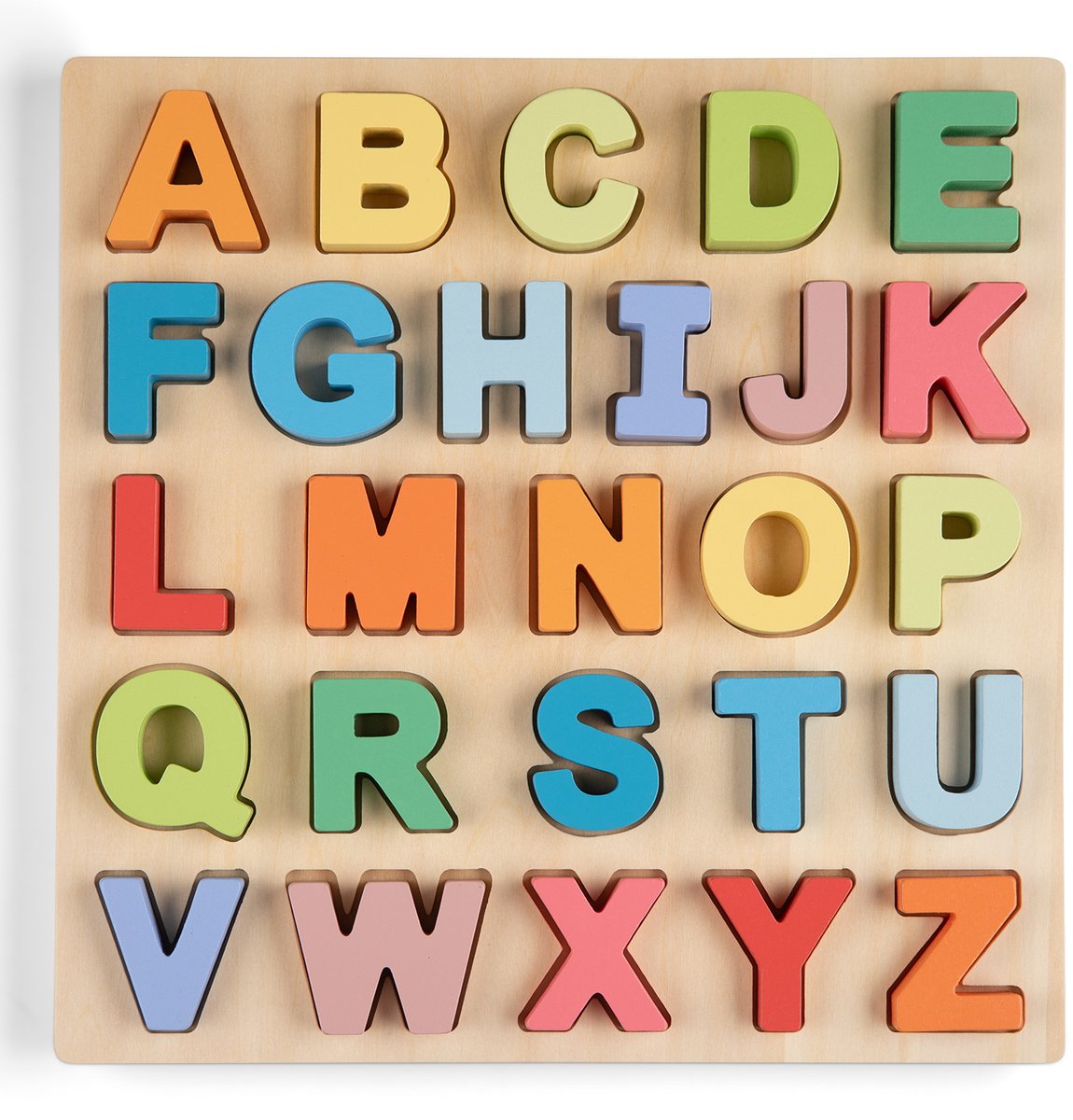 Woet® Houten Alfabet Puzzel - ABC Hoofdletters A t/m Z - Kleurrijke Educatieve Legpuzzel - Alfabet Leren - Peuterspeelgoed - Vanaf 2 Jaar — afbeelding 4