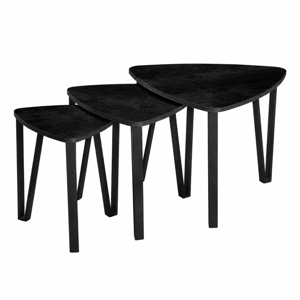 Hoppa! Bijzettafels | Set van 3 | Vintage | Zwart | Ijzer | 58.7 x 58.7 x 45 cm (B x D x H)