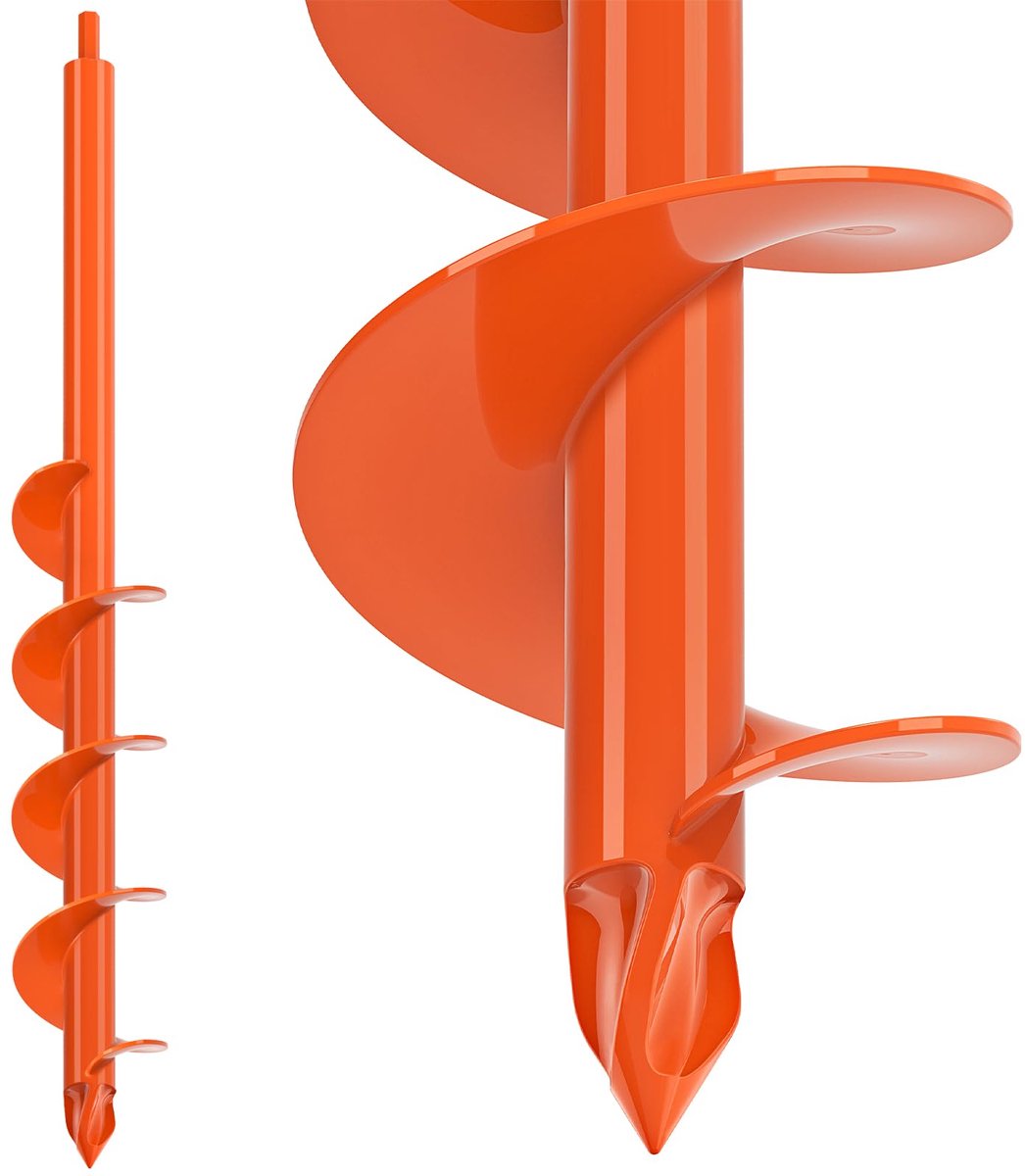 SnelShoppen - Tuinboor, Grondboor 61 x 7,6 cm, Spiraalboor voor Paalgaten, Accuschroevedraaier Boormachine, Bloembollen Plantgatboor, Handgrondboor 10