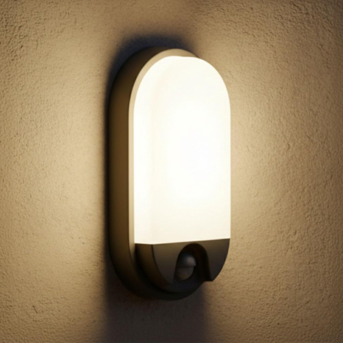 SnelShoppen - Buitenlamp Muur met Bewegingsmelder, 9 m Bereik, IP54, 3000 K, Brede Stralingshoek, Efficiënte LED Buitenlamp Grijs voor Terras en Tuin
