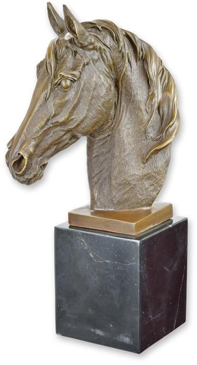 Bronzen beeld - Paardenhoofd - sculptuur - 43,5 cm hoog