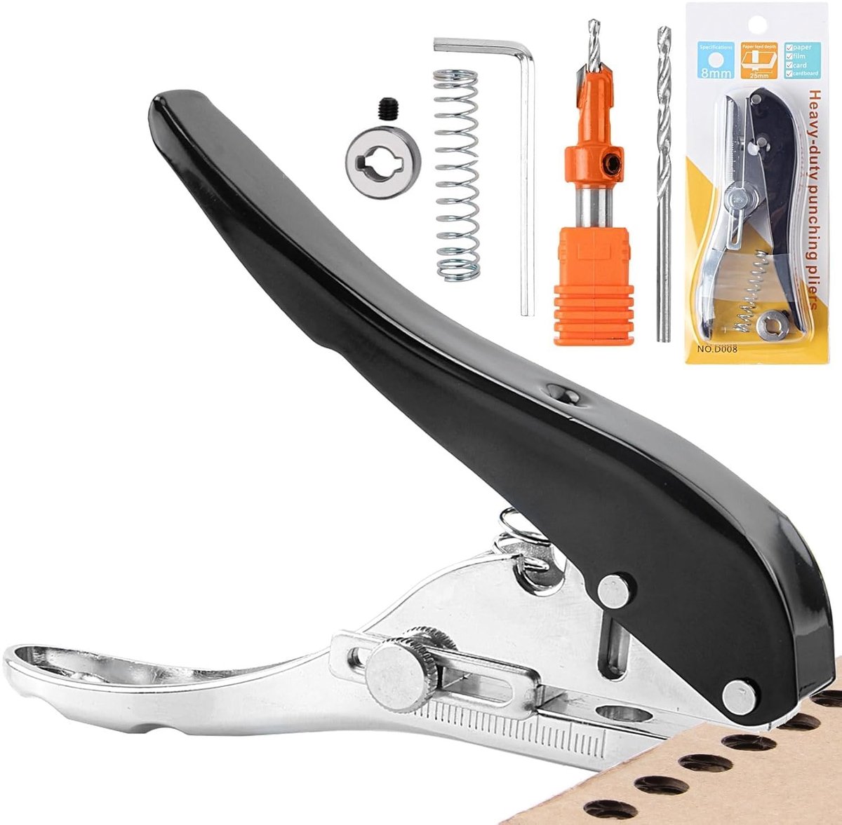 Perforator voor papier, etiketten en kaarten - Draagbare 8 mm enkele gat perforator voor kunststof en karton