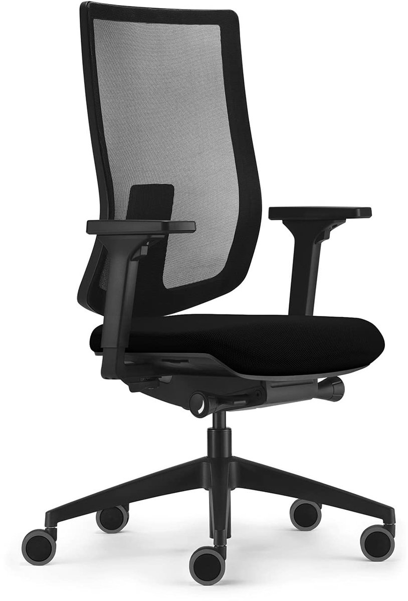 SnelShoppen - Ergonomische Bureaustoel, in Hoogte Verstelbaar, Netmembraan, Zwart, Comfortabele Werkstoel voor Thuis en Kantoor
