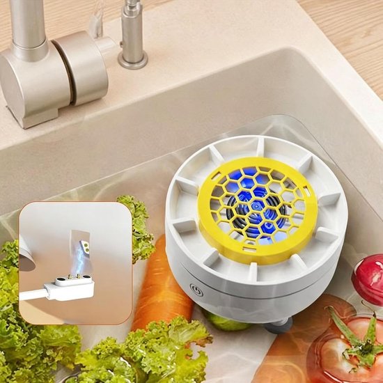Groente- en fruitreiniger, waterdichte wasgadgets, roterende wasmachine voor groenten en fruit, voor keuken, sla, rijst, bessen, aardappel, zeevruchten - wit van Groente — afbeelding 2