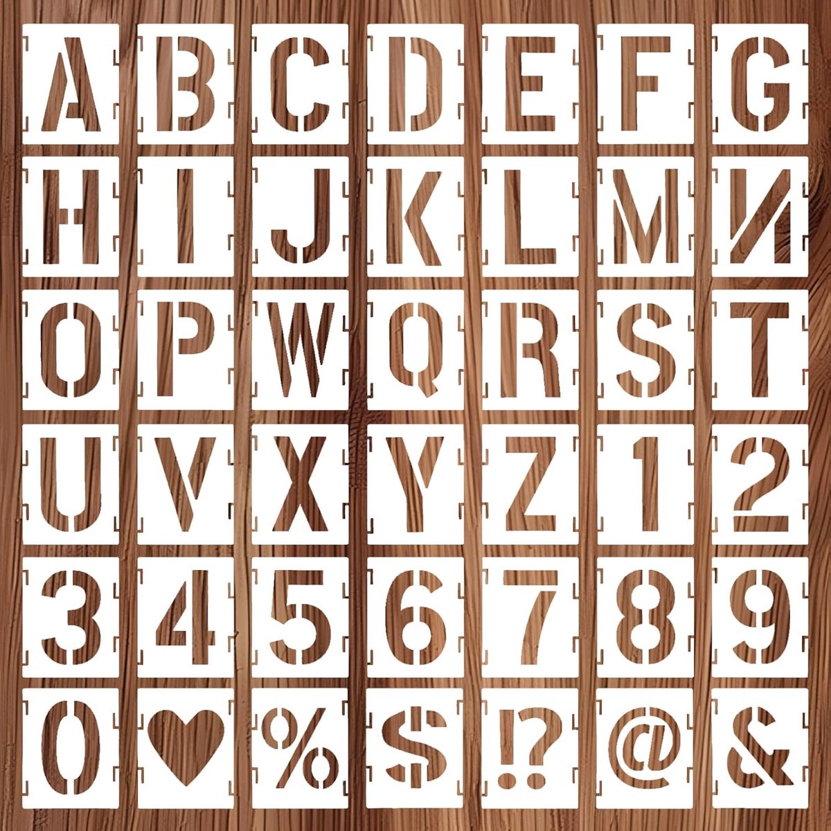 42 stuks lettersjablonen 7,5 cm symbolen cijfers herbruikbare sjablonen alfabet sjablonen kit voor kunsthandwerk spuitlakken kunstprojecten DIY