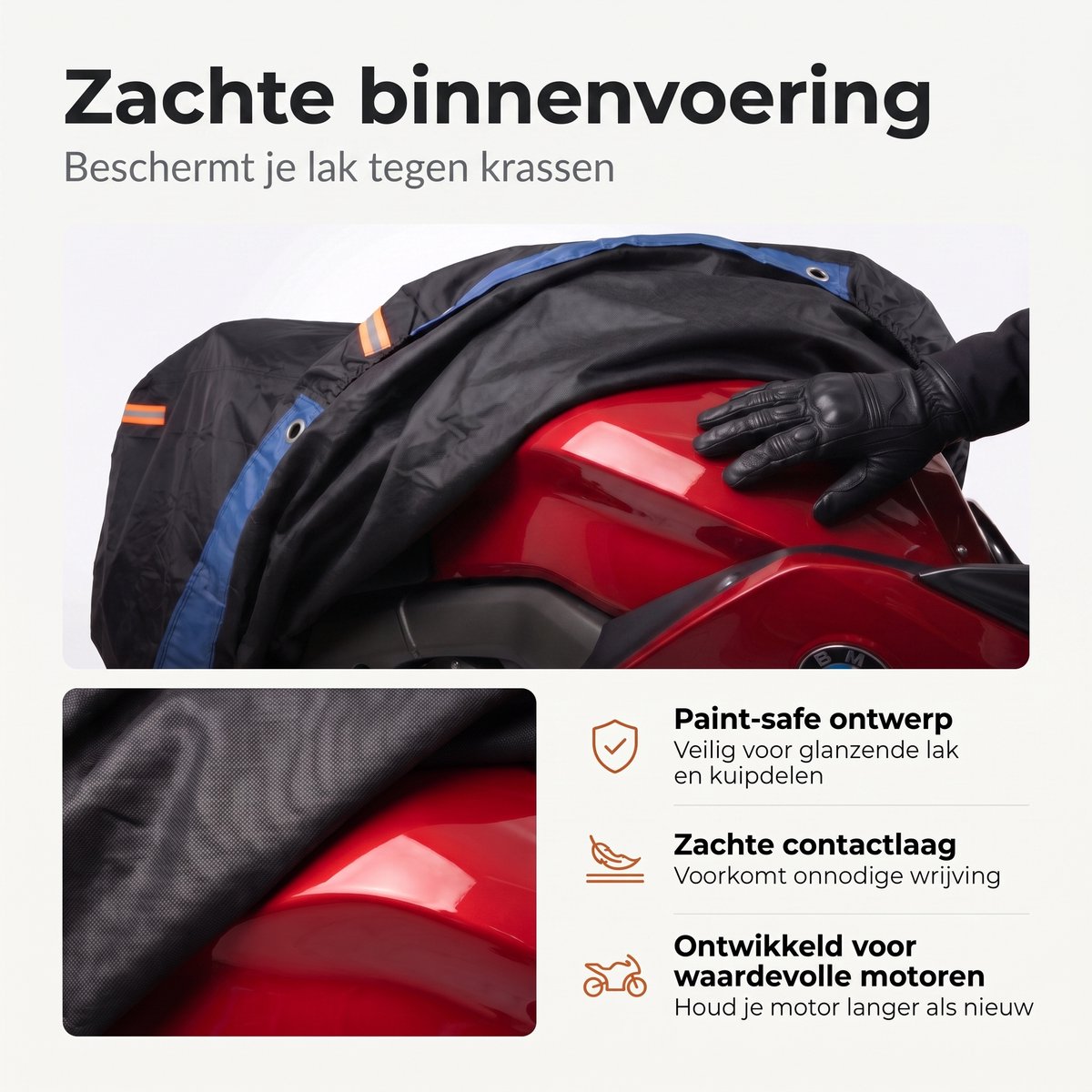 XL Motorhoes Waterdicht voor Buiten (afmeting: 245cm x 140cm x 110cm) - Scooterhoes met windscherm - Motorhoezen - Fietshoes voor 2 fietsen | B&H – foto 4