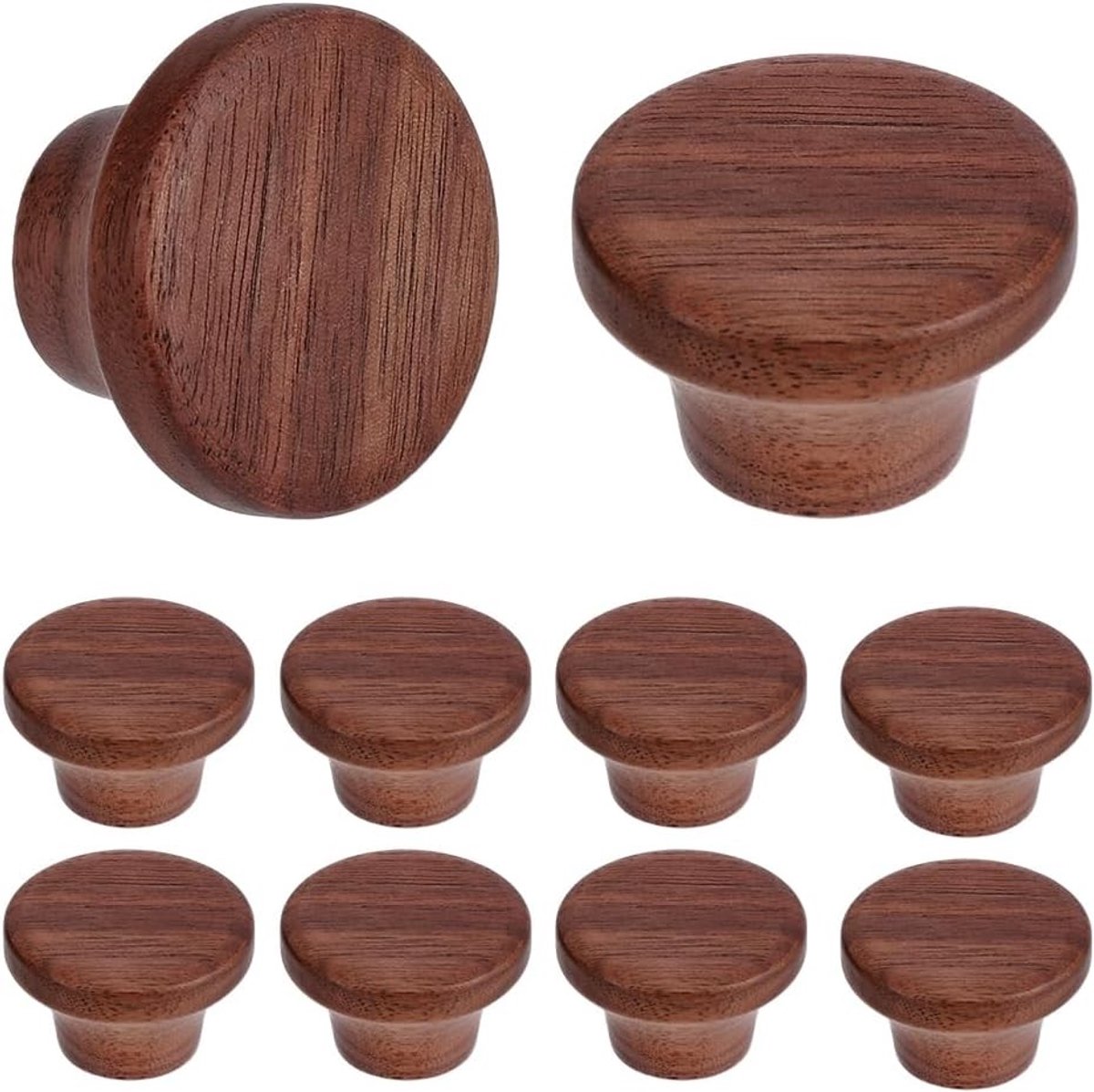 10 stuks ronde houten handgrepen voor laden en kasten, ideaal voor keuken en meubels